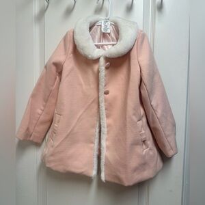 Pink Faux Fur Collar Kids Peacoat Jacket - Max Studio